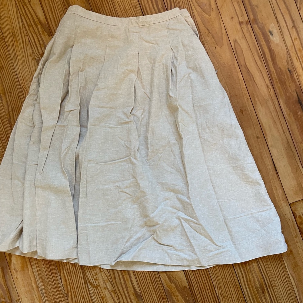 Linen beige skirt - below knee